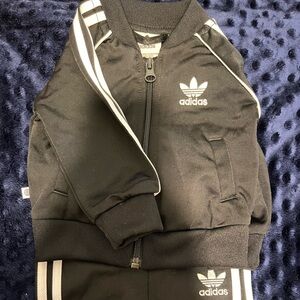 Adidas Black Track Jacket with White Stripes